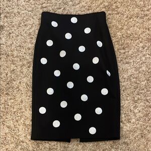 Diane Von Furstenberg Black White Sequin Polka Dot Bodycon MIDI Skirt Size 4